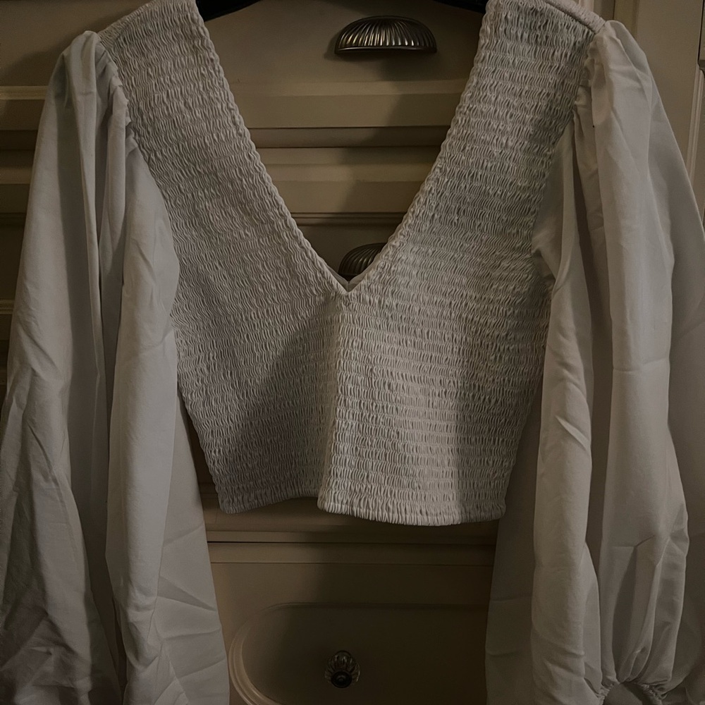 Forever 21 White Smocked Blouse